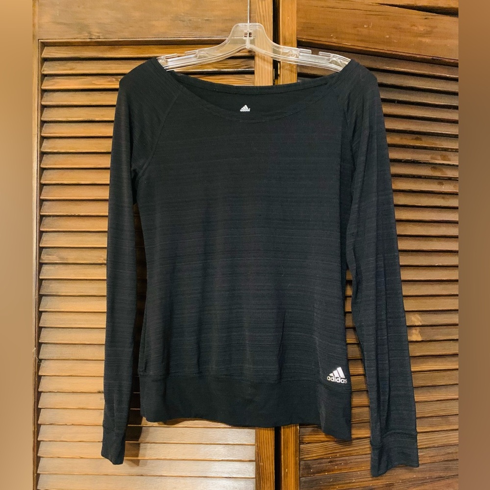 Adidas Black Ribbed Long Sleeve Sweatshirt